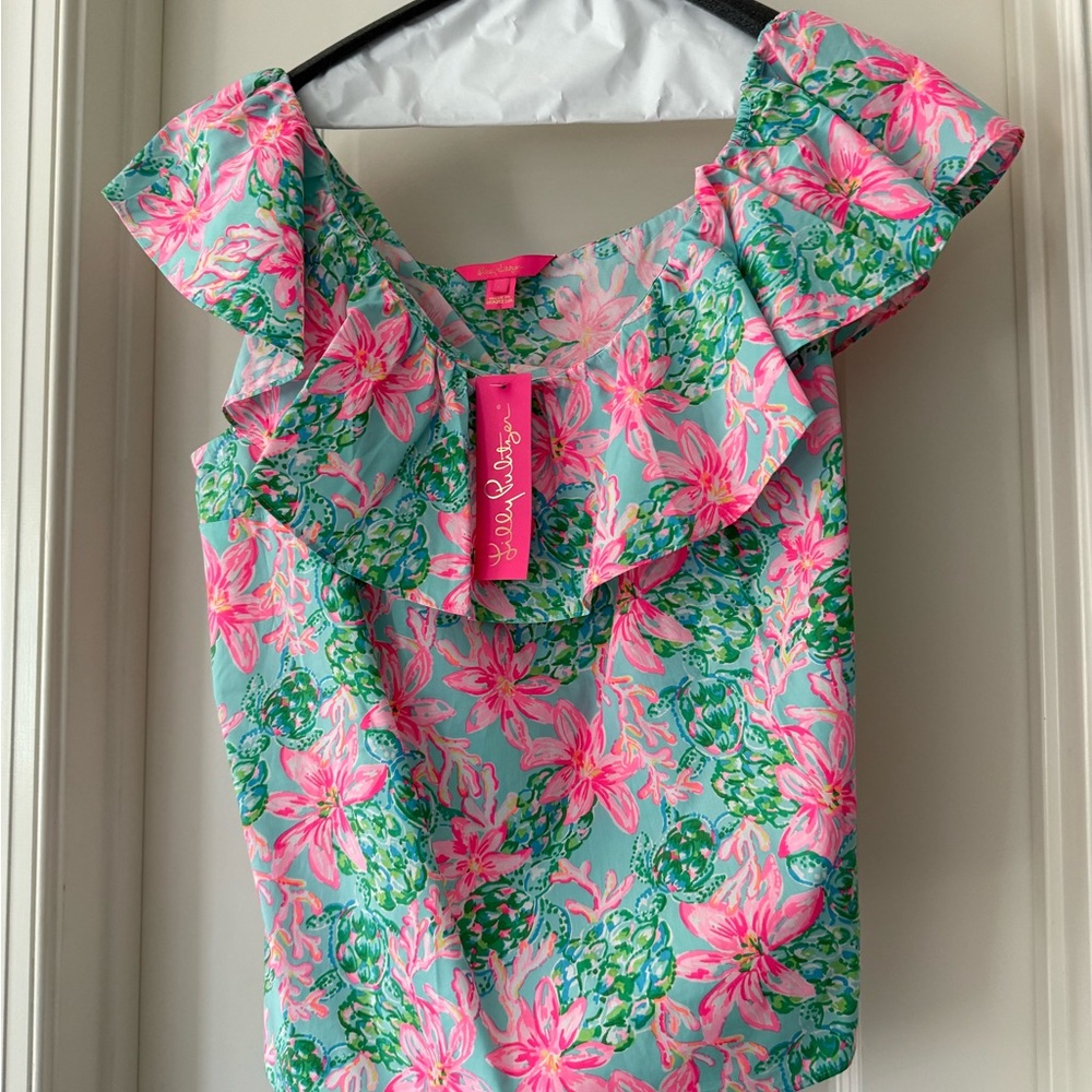 *NWT* Lilly Pulitzer Zeldie Off Shoulder Ruffle in Women's Top